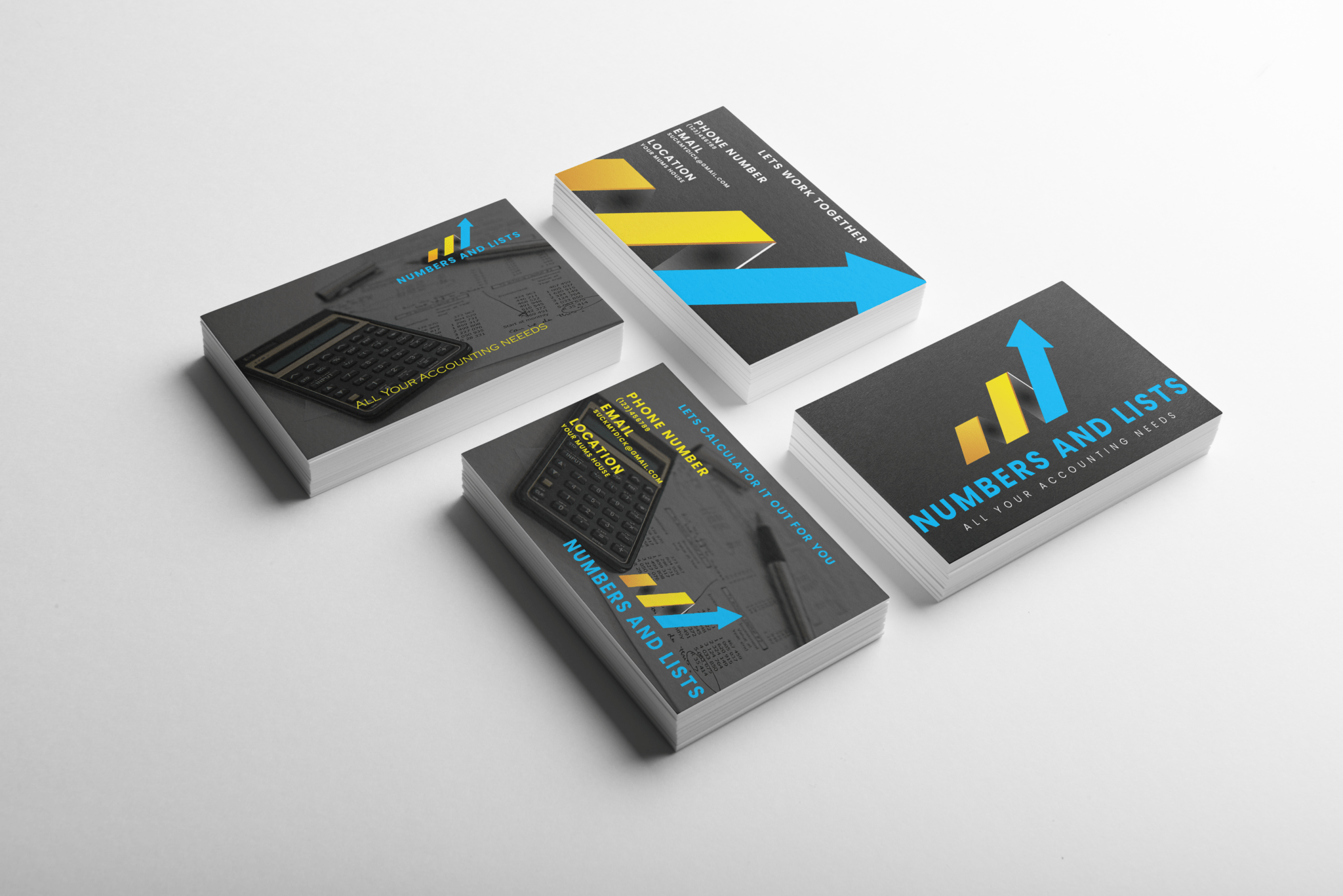Graphic Designer Portfolio business cards for an accountant